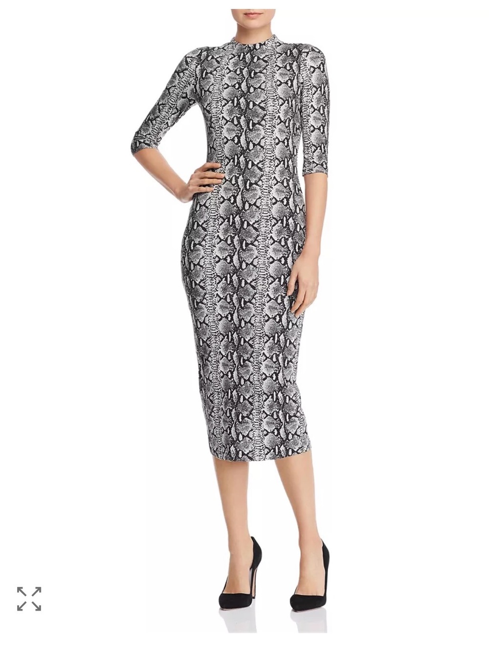 Alice + Olivia Snake-Print Midi Dress in Gray and Black